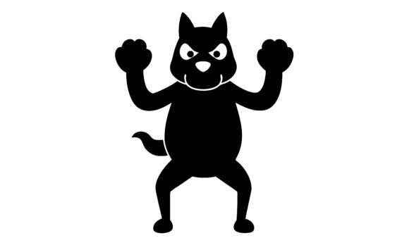 Angry Black Cat Cartoon Character