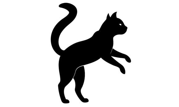 Black Cat Silhouette Standing Vector