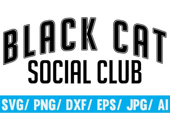 Black Cat Social Club PNG: Halloween Cat
