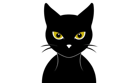 Black Cat with Golden Eyes Vector