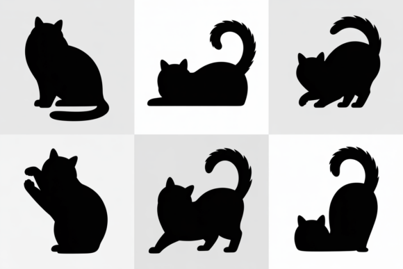 Black Cute Cat Silhouettes