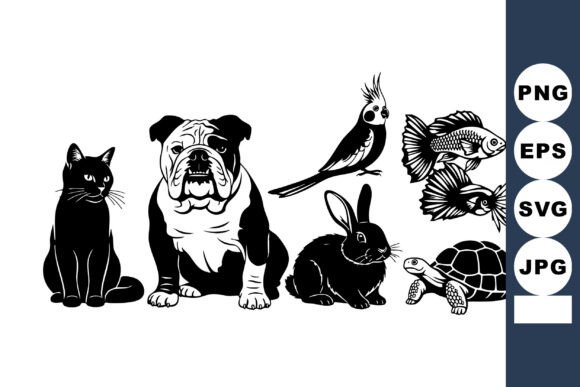 Black White Silhouette Pets