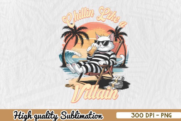 Cat Chilling in Summers Sublimation PNG