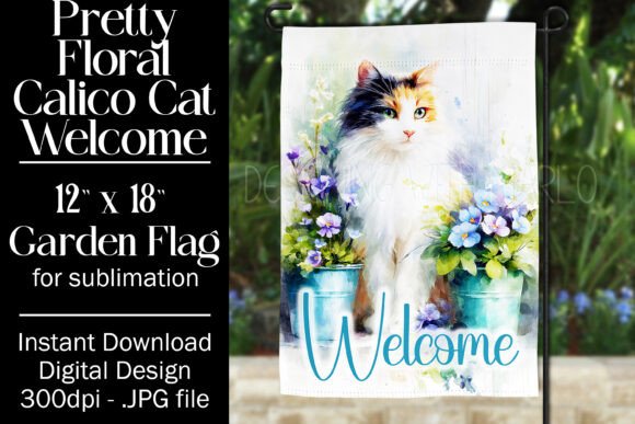 Cat Garden Flag Sublimation Design F1
