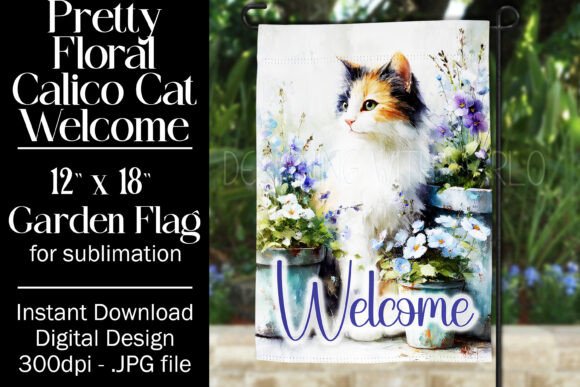 Cat Garden Flag Sublimation Design F3