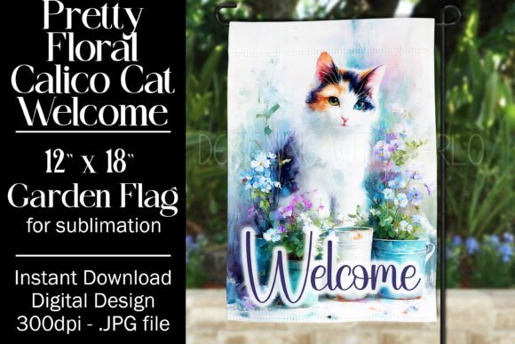 Cat Garden Flag Sublimation Design F4