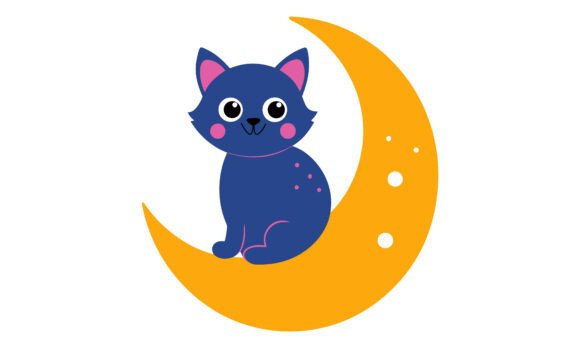 Cat on the Crescent Moon