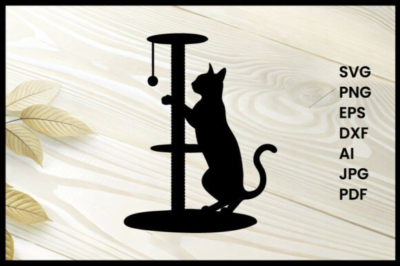 Cat Scratching Post Silhouette Vector
