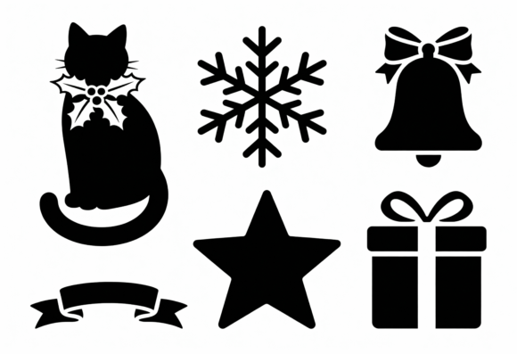 Christmas Cat Snowflake Bell Star Gift