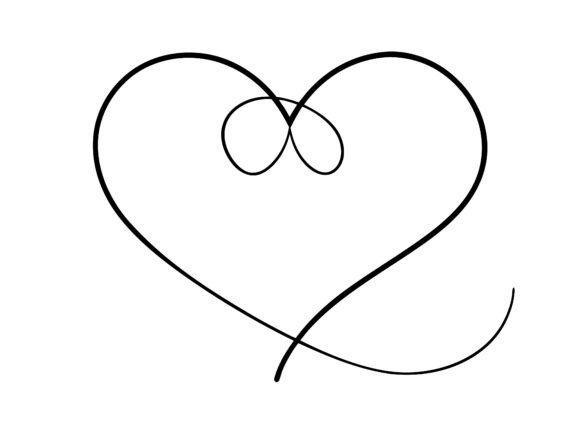 Continuous One Line Heart Outline Vector