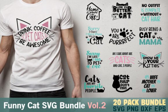 Funny Kitten Crazy Cat Quotes Bundle V.2