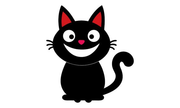 Happy Black Cat Vector Cartoon