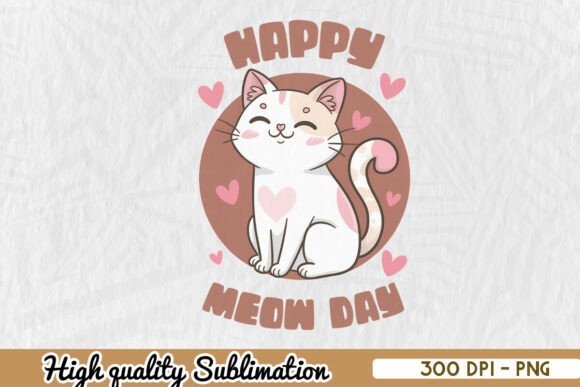 Happy Cat Day Happy Meow Day PNG