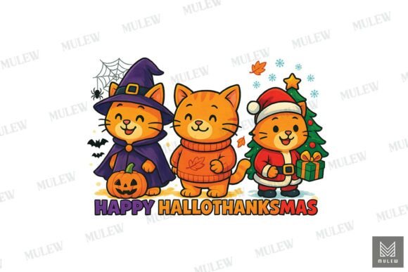Happy HallThanksMas Cat Sublimation