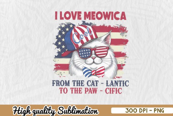 I Love Meowica American Cat Owner PNG