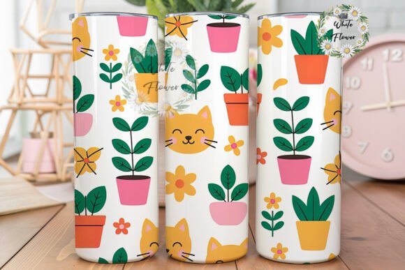 Kawaii Cat Plants 20oz Tumbler Wrap
