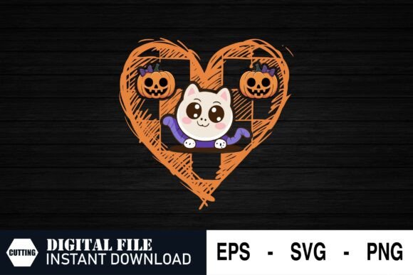 Kawaii Halloween Cat on Pumpkin