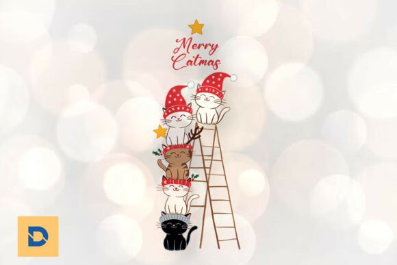 Merry Catmas Festive Cat Pyramid PNG
