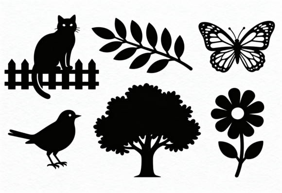 Nature Silhouette Clipart Bundle Cat