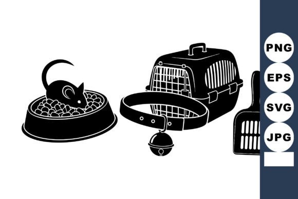 Pet Cat Accessories Clipart Set