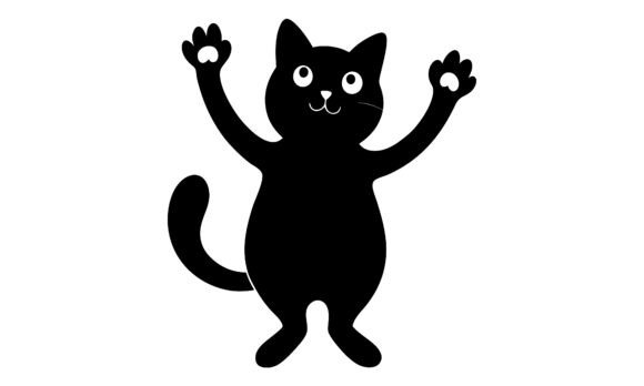 Playful Black Cat Vector Cartoon
