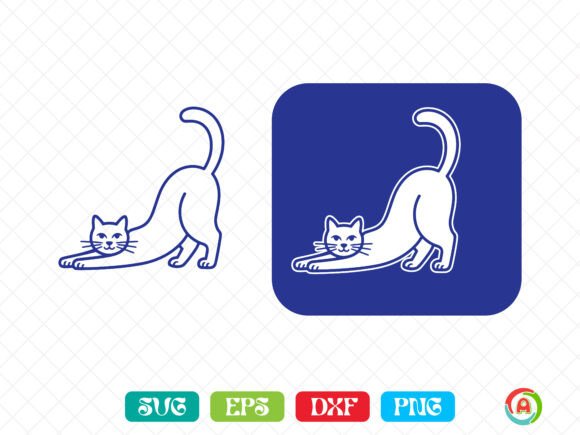 Playful Cat Stretching Pose Illustration