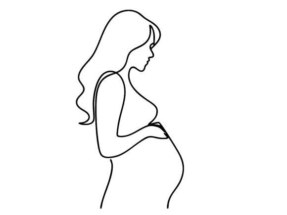 Pregnant Woman One Line Vector Design