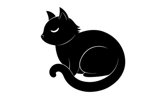 Silhouette of a Black Cat Resting
