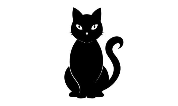 Simple Black Cat Silhouette Vector