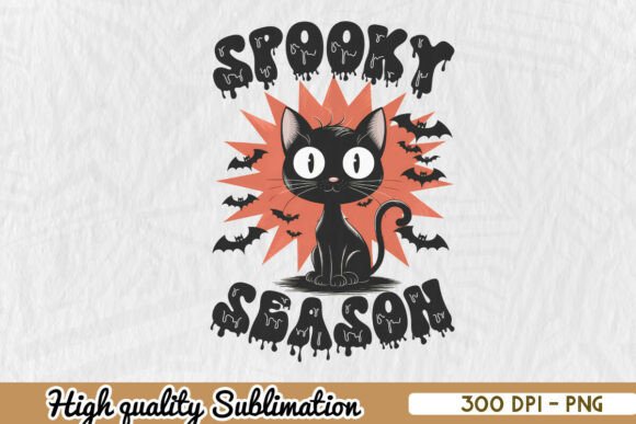 Spooky Season Black Cat Halloween PNG
