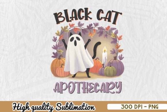 Sublimation Black Cat Apothecary PNG