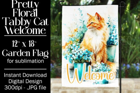 Tabby Cat Garden Flag Sublimation, F4