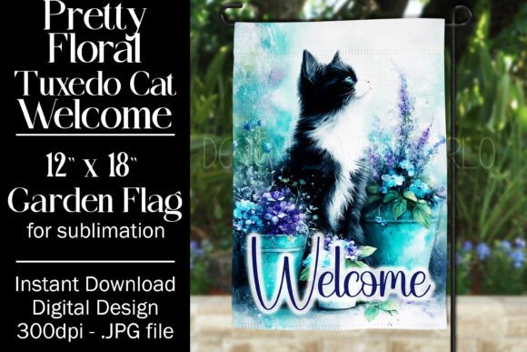 Tuxedo Cat Garden Flag Sublimation, F1