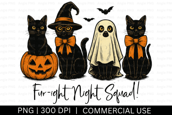 Vintage Halloween Cat PNG Sublimation