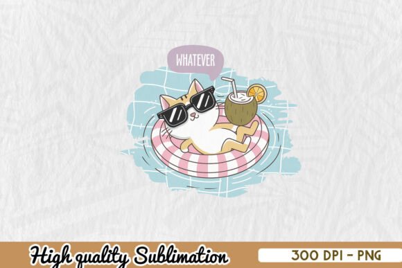 Whatever Chill Cat Vibes Sublimation PNG